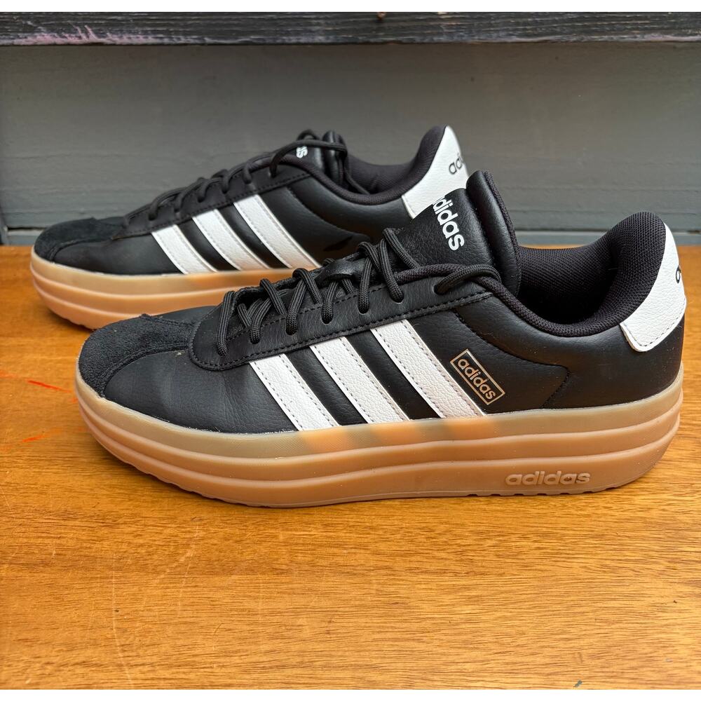 Adidas VL Court Bold Platform Shoes Black White Gum Womens 8